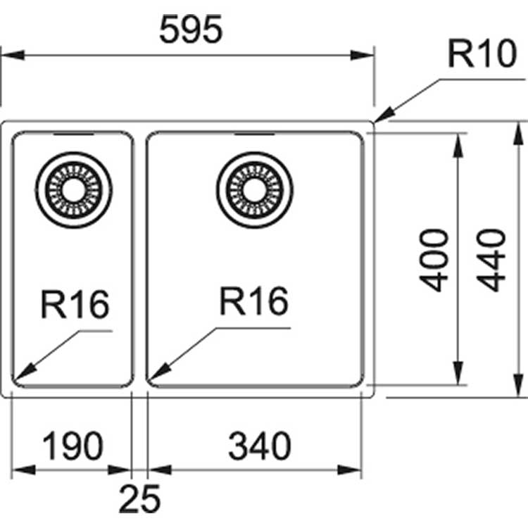 Évier Franke Maris inox 59,5x40cm droite