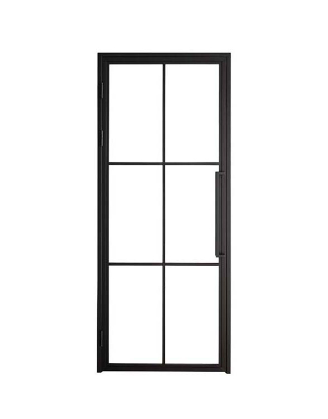 Porte intérieure simple en acier Tara noir 6V poussant à droite sur mesure