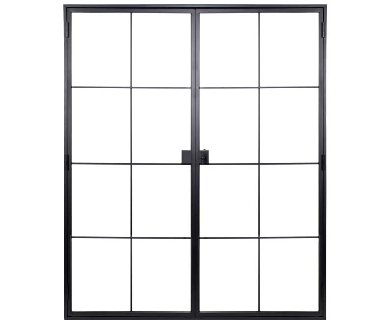Porte intérieure double en acier Black Glamour noir 2x8V poussant à gauche sur mesure