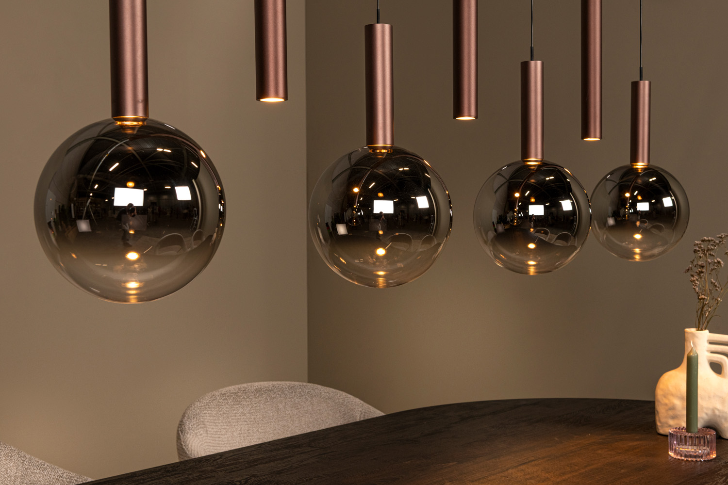 Lucide Premium Jasmine - Hanglamp - LED Dimb. - CCT - 7X4W 2200K/3300K - Geschikt voor vide en hoge plafonds - Koper