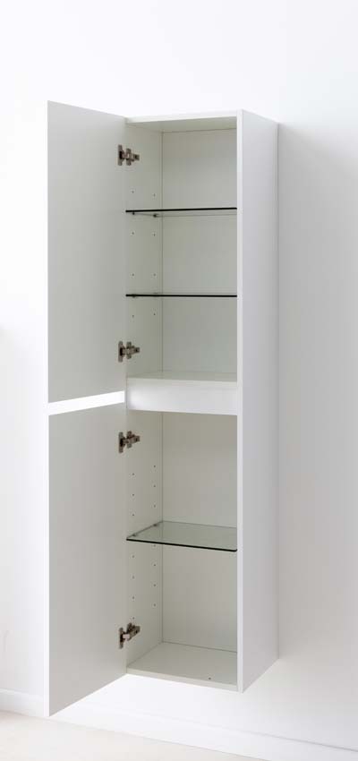 Armoire colonne Tibo/Tony blanc brillant suspendue 170x40x35cm