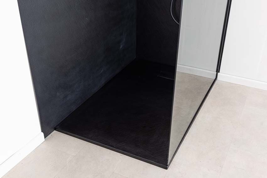 Douchewandbekleding Milo Slate set 91,4 + 152,4 x 243,8cm mat zwart