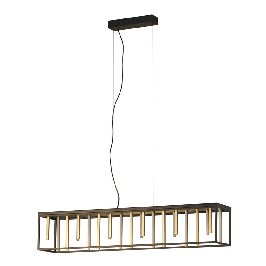 Hanglamp zwart/goud incl LED lamp 2500 lumen 40W