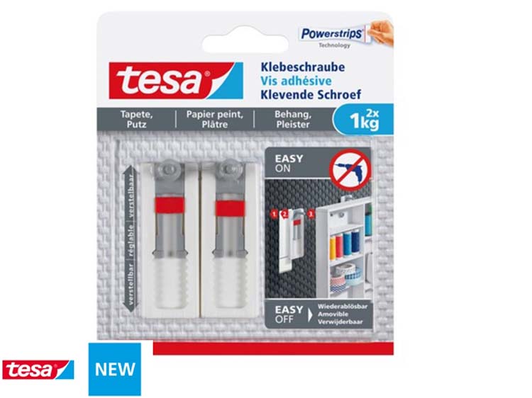 Vis adhésive Tesa réglable pour papier peint et plâtre 1kg blanc