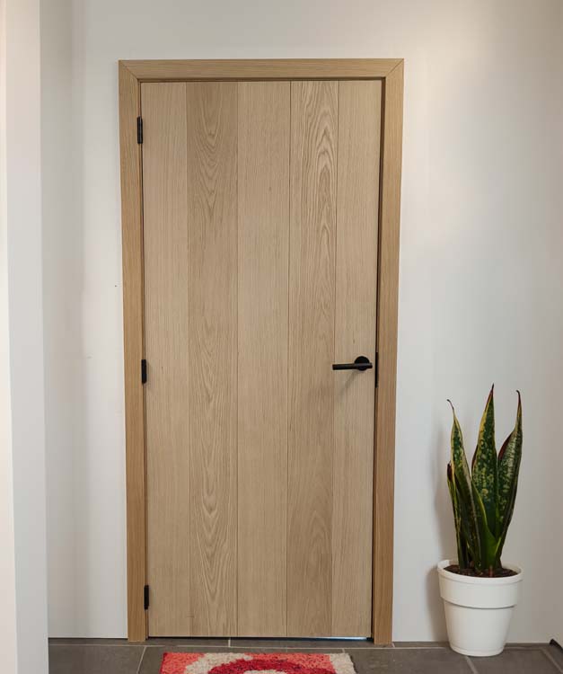 Complete binnendeur Belves fineer eik 201,5x83cm honingraat omkeerbaar + deurkast 40cm