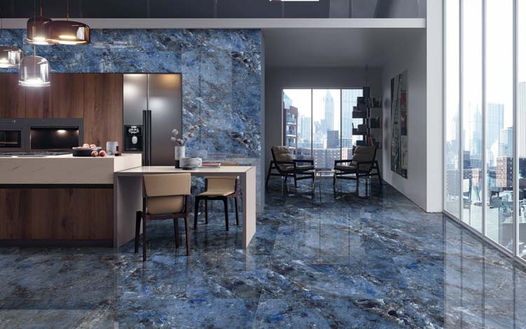 Tegel Lux navy blue high gloss 60 x 120 cm