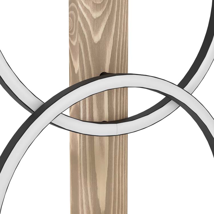 Vloerlamp zwart/hout 150 cm