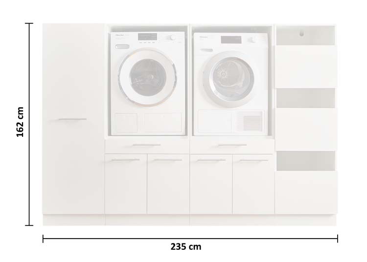 Meuble pour buanderie Decowash set 16 blanc 235x67,5x162cm