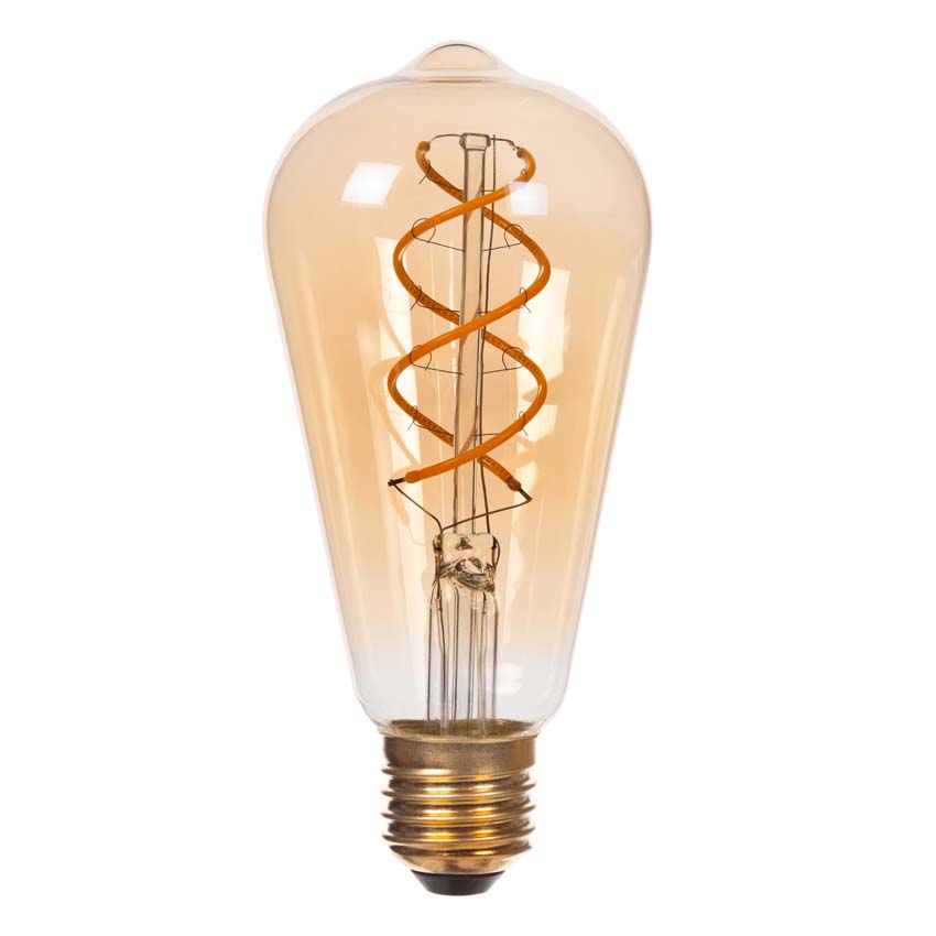 Lucide T32 - Ampoule filament - Ø3cm - LED 3 niveaux dimmable (Mémoire) - E27 - 1x4,9W 2200K - Ambré