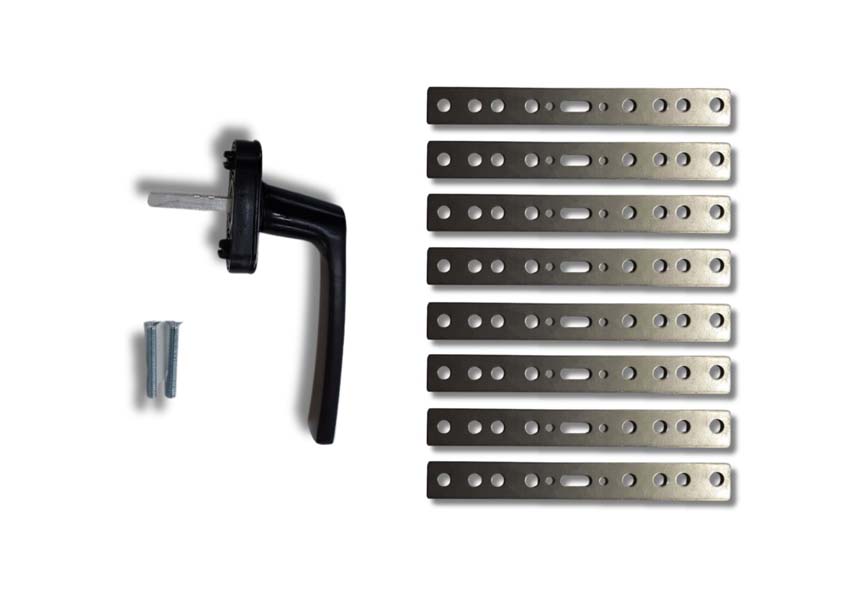 Toebehoren pvc ramen Deceuninck Elegant: 8 ankers + zwarte raamkruk