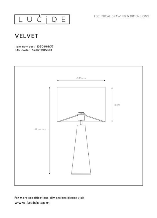 Lucide EXTRAVAGANZA VELVET - Tafellamp - Ø 25 cm - 1xE27 - Turkoois
