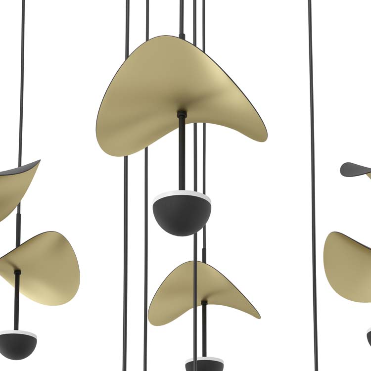 Hanglamp zwart-goud 17 leds 155 cm 3000K dimbaar