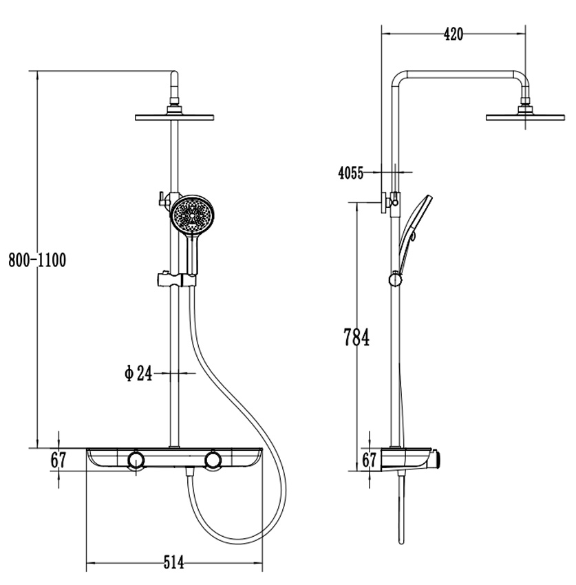 Colonne de douche Vida thermostatique noir mat