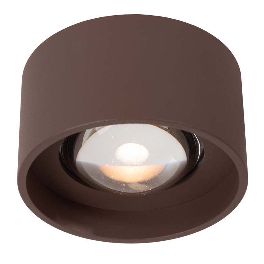 Lucide Essential Lenz - Plafondspot binnen/buiten - Ø11cm - LED - 1x8W 2700K - IP54 - Roestbruin