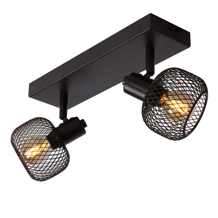 Plafondlamp - zwart - 31x14,5x14cm - dimbaar - 2xE14 - 25W