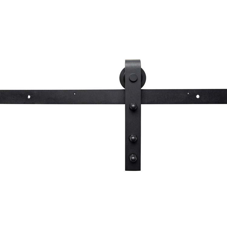 Complete enkele schuifdeur Skyline Night mat glas op maat + rail zwart