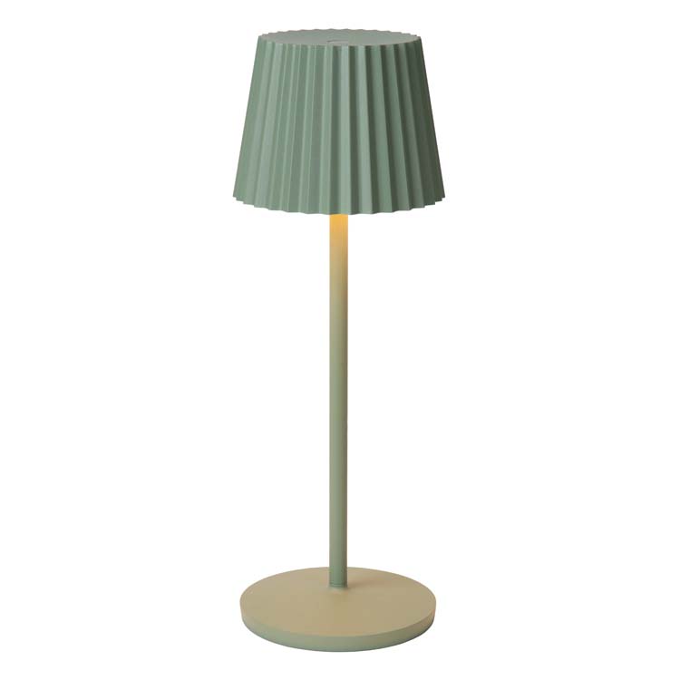 Lucide JUSTINE - Oplaadbare Tafellamp Buiten - Accu/Batterij - LED Dimb. - 1x2W 2700K - IP54 - Met contact oplaadplatforrm - Groen