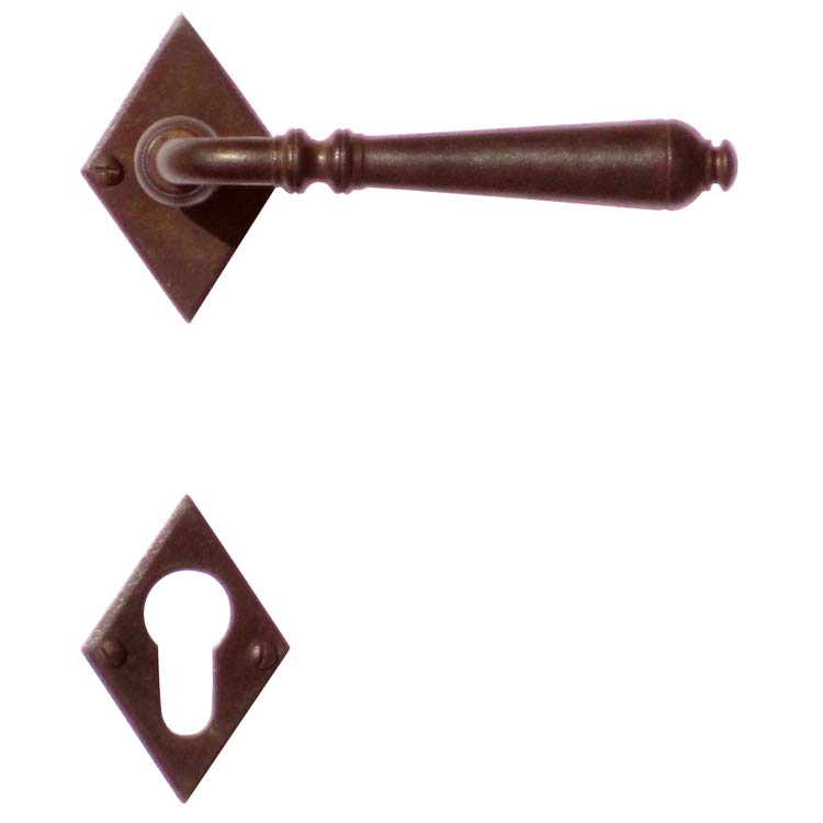 Poignée de porte pro bergamo rouille carreau rosace cylindre
