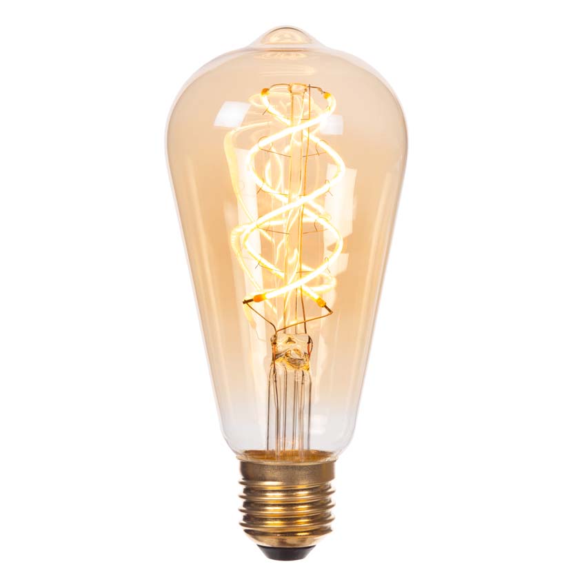 Lucide T32 - Ampoule filament - Ø3cm - LED 3 niveaux dimmable (Mémoire) - E27 - 1x4,9W 2200K - Ambré