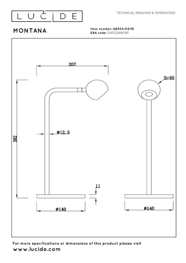 Lucide Premium Montana - Lampe de table - LED dimmable - 1x5W 2700K - Café