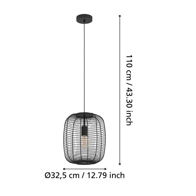 Hanglamp zwart staal E27 Ø 32,5 cm