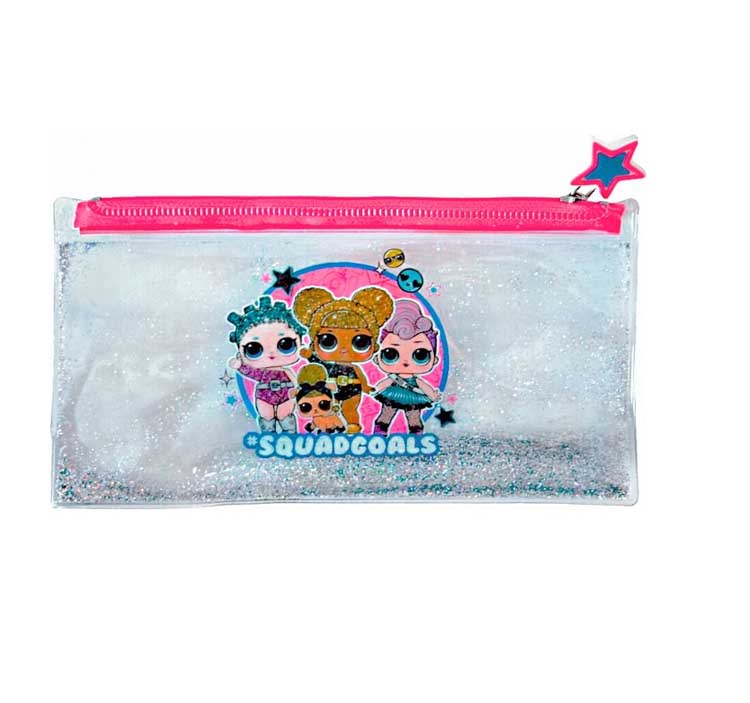 Glitter pennenzak Lol transparant