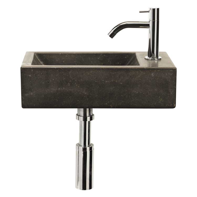 Lave-mains Patrick pierre naturelle anthracite 11x40x23cm set complet