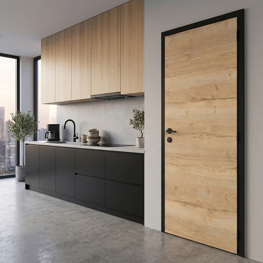 Porte intérieure complète Nature Wood chêne 201,5x73cm tubulaire horizontal réversible + châssis 16,5cm