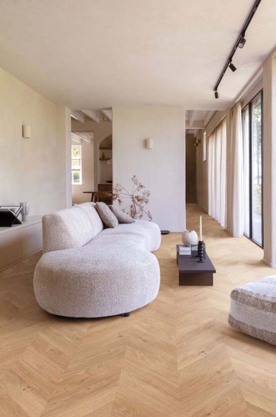 Vinyl vloer Floorify Frieda plank 6mm Hongaarse punt warm eik 129,3x30,5cm