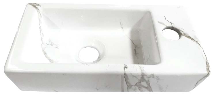 Handenwasser Kyla keramiek wit/goud 9x36x18cm complete set