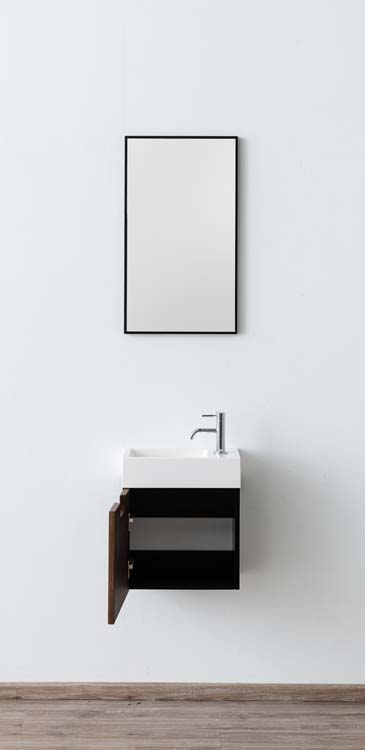 Meuble Willow noir/noyer lavabo blanc brillant