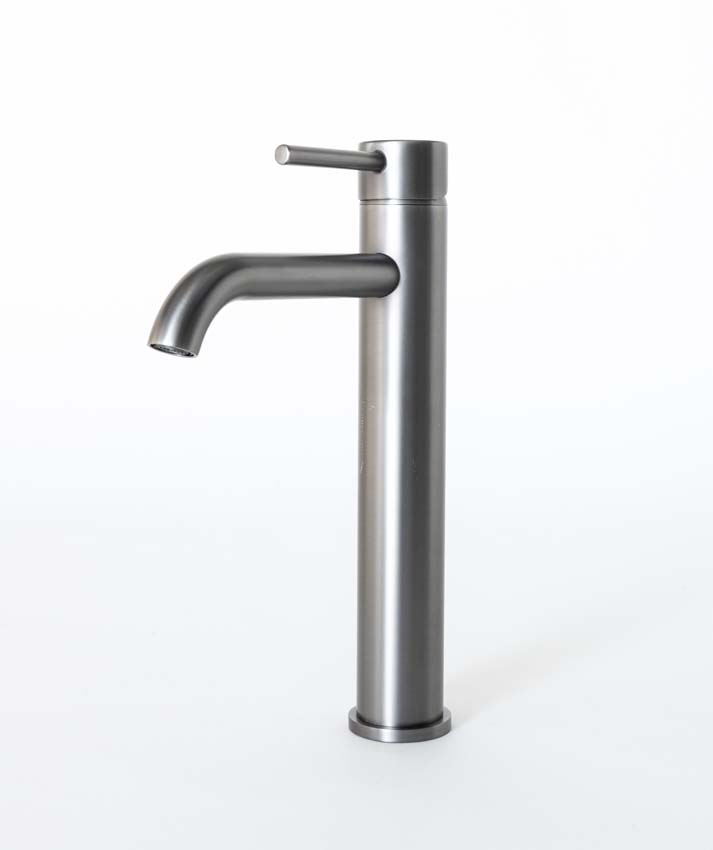 Wastafelkraan Miley slim gunmetal verhoogd
