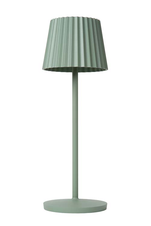 Lucide JUSTINE - Lampe de table Extérieur Rechargeable - Batterie - LED Dim. - 1x2W 2700K - IP54 - Avec socle de charge par contact - Vert