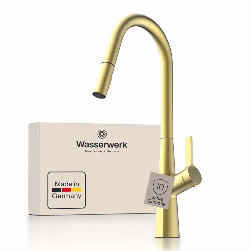 Robinet de cuisine Wasserwerk WK 9 Curve or mat avec bec extractible