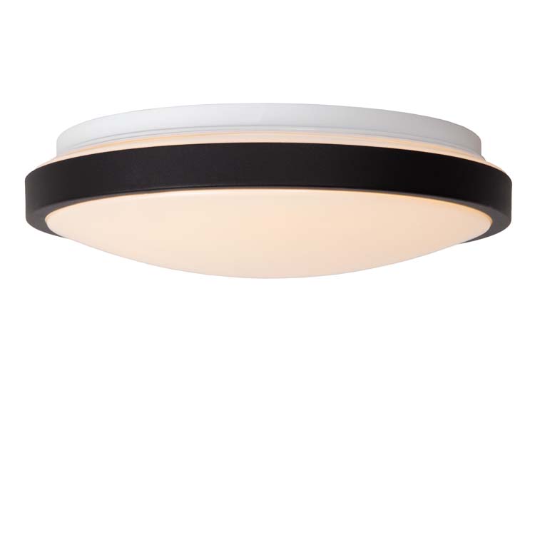Lucide DASHER - Plafonnier Salle de bains - Ø 29,3 cm - LED - 1x12W 2700K - IP44 - Noir