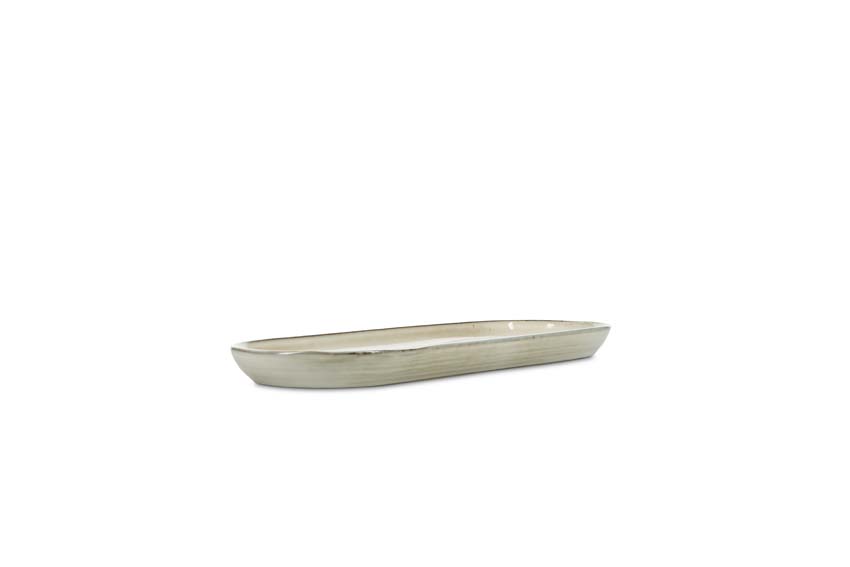 Plat de service Salt & Pepper Meridian en faïence beige 38x14x2,5cm