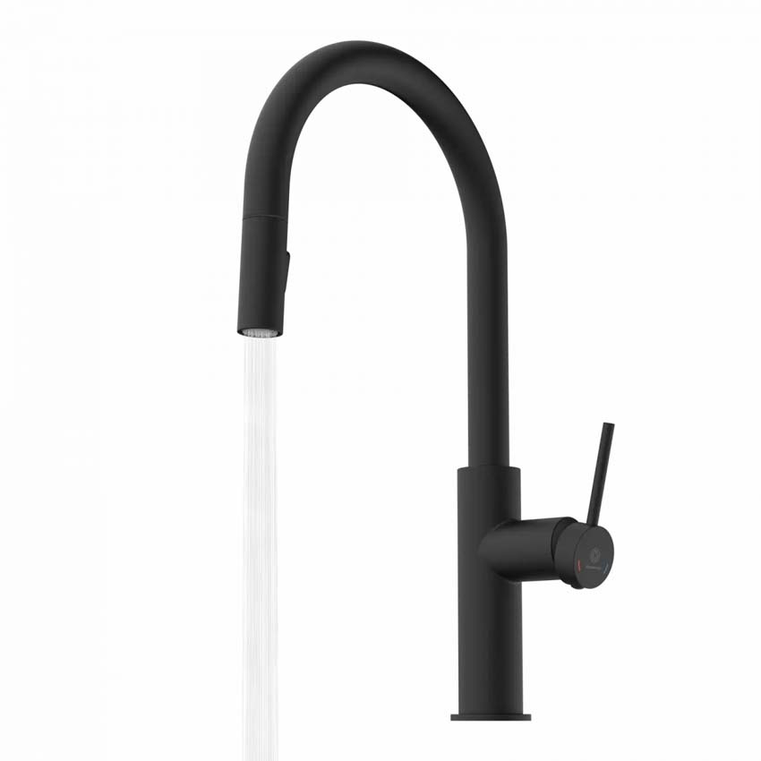 Robinet de cuisine Wasserwerk WK 13 Sphere noir mat avec bec extractible
