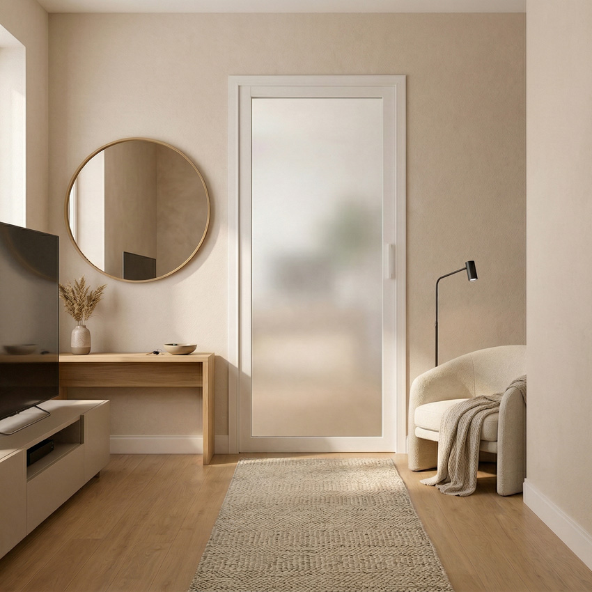 Bloc-porte 73cm steel look feeling blanc 1R verre mat 201.5cm