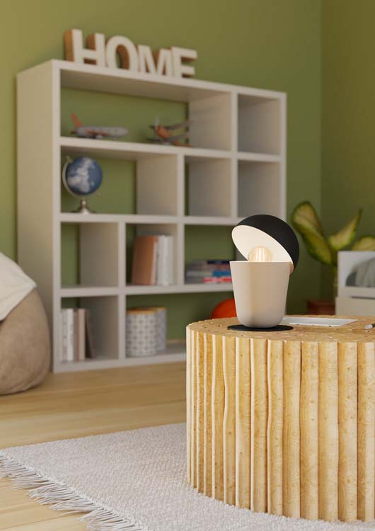Lampe de table taupe-noir E27