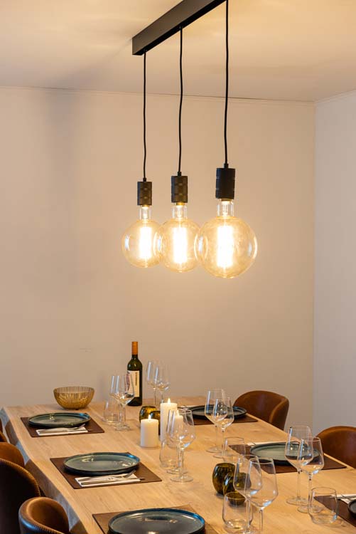 Rail lumineux design Béa noir set 1,2m 3 lustres E27 3x8W