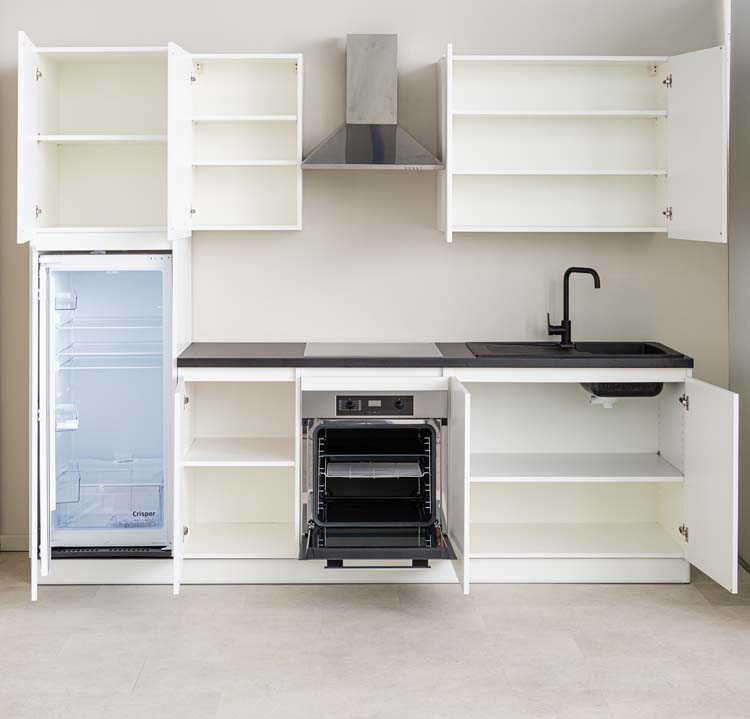 Cuisine Plenti 270cm - four en bas - sans appareils - blanc/noir