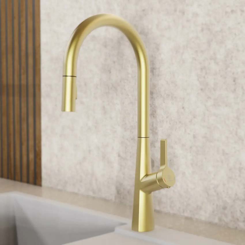 Robinet de cuisine Wasserwerk WK 9 Sphere or mat avec bec extractible