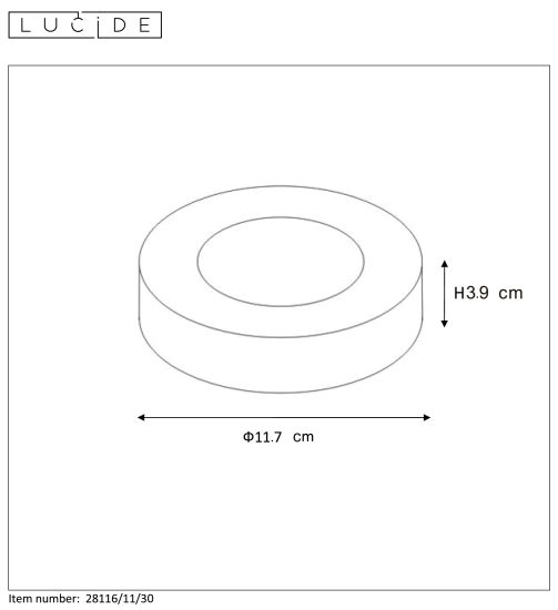 BRICE-LED Plafonnier Dimbaar 8W Ø11.5cm IP44 Zwar