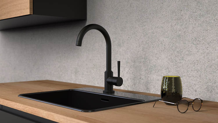 Robinet de cuisine Charlotte noir mat