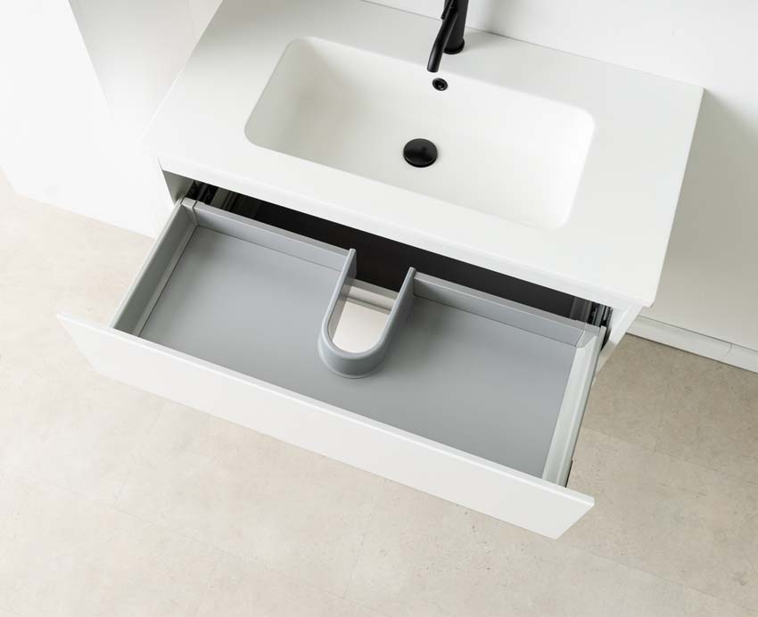 Meuble de salle de bain Tibo blanc 900 mm lavabo blanc mat