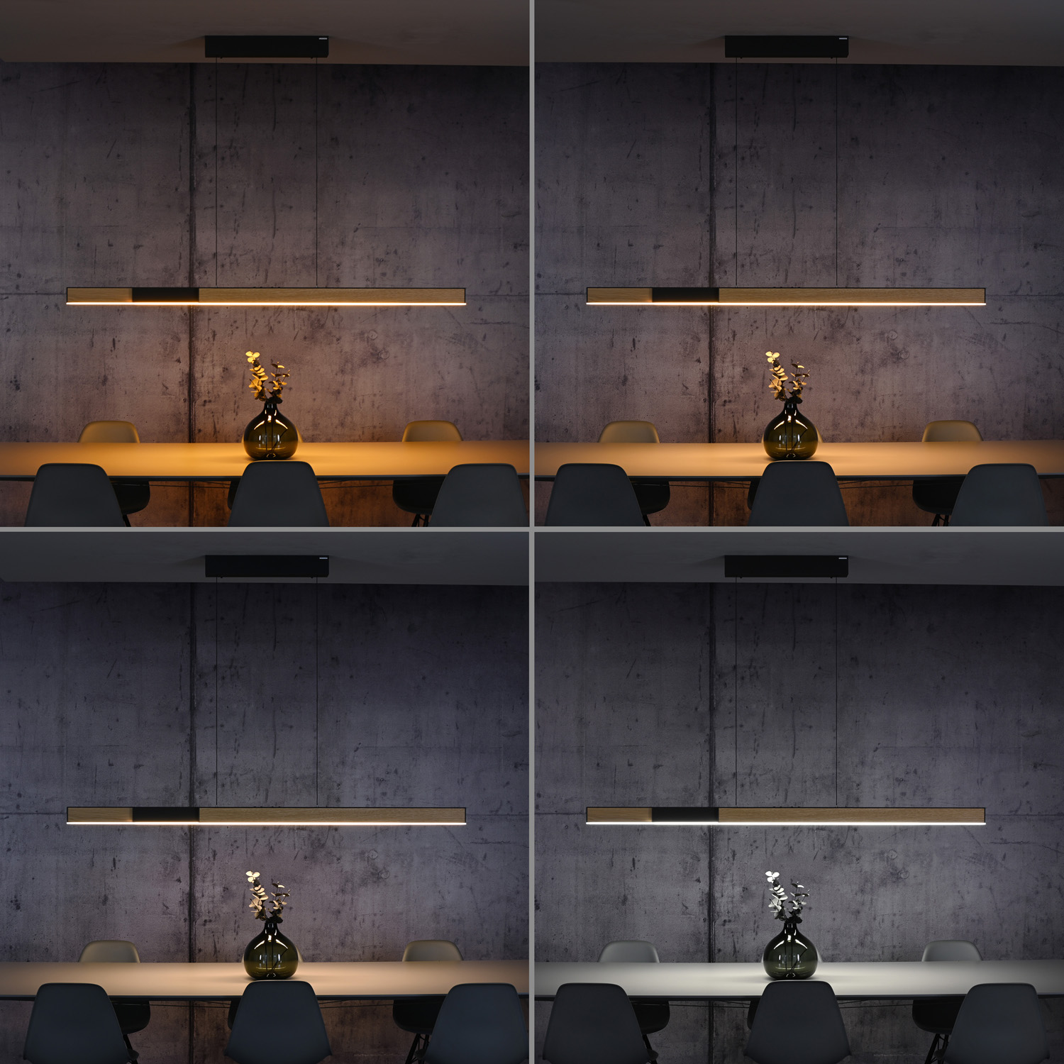 Suspension - chêne/noir - 120-200cm - dimmable - LED - 3x13W - 2700-5000K