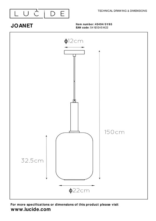 Hanglamp - fumé - Ø22cm - E27 - 40W