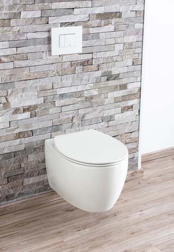 Toilette suspendue Holly sans rebord blanc mat avec siège WC softclose