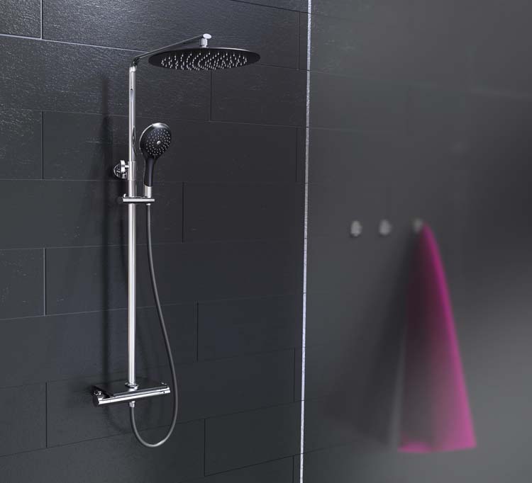 Set de douche Fiona thermostatique noir/chrome Set de douche Fiona thermostatique noir/chrome