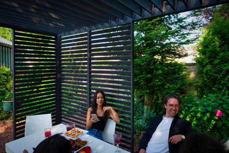 Panneau d'ambiance lamelles pour pergola anthracite 0,93x2,38m manuel